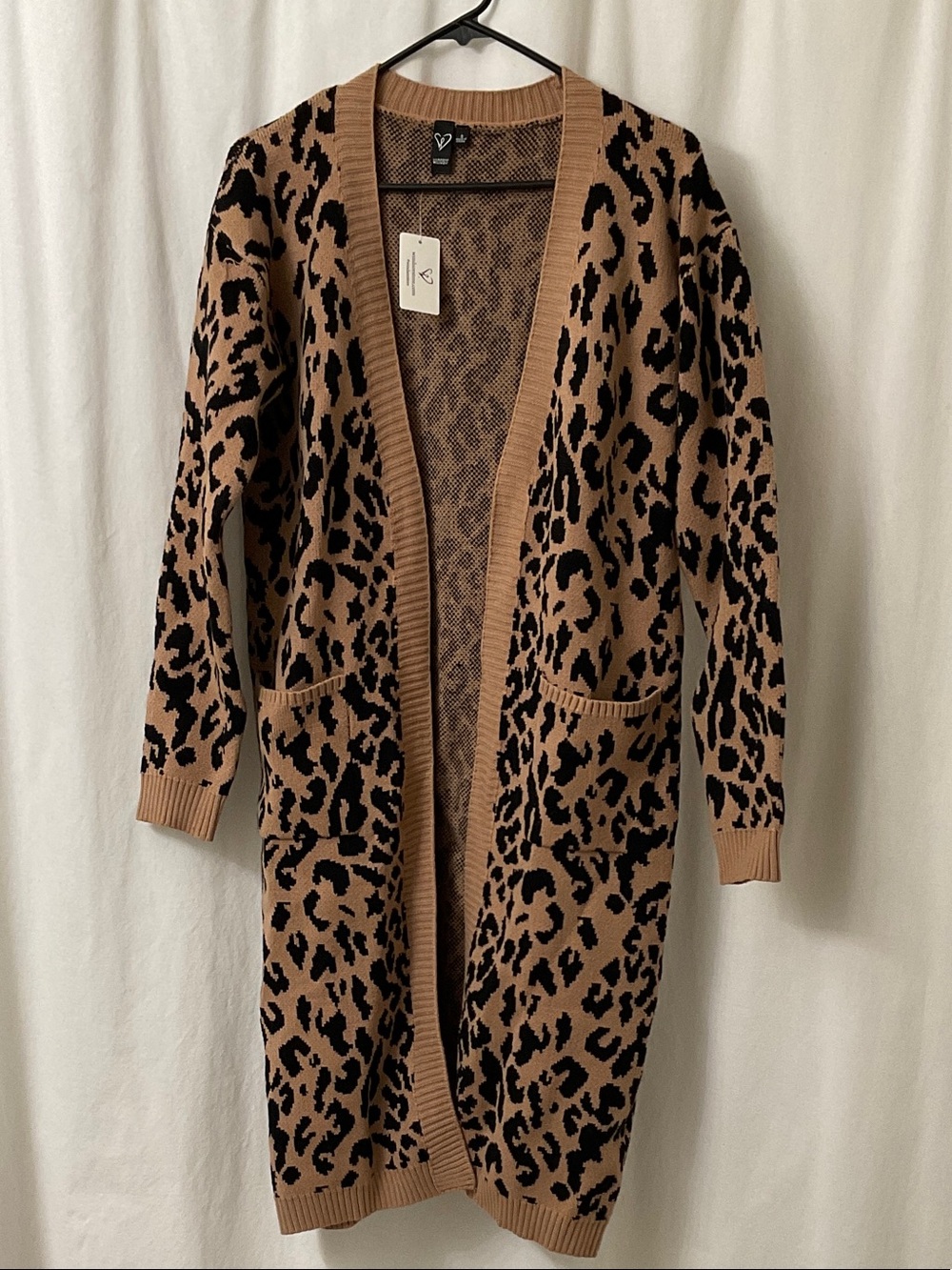 Windsor Leopard-Print Open Front Long Cardigan - Brown/Black